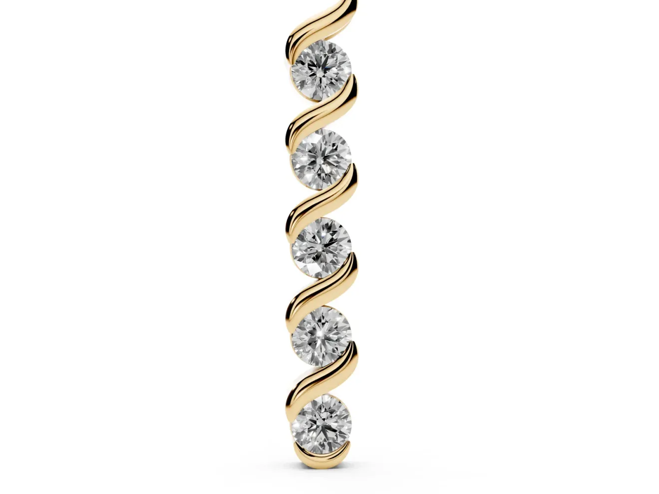Round Lab-Grown Diamond Twist Spiral Pendant Necklace | Wrapped Ribbon | Yellow Gold