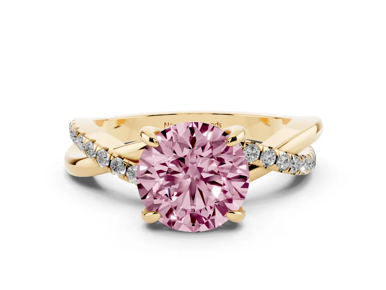 Round Twist Engagement Ring Setting for a Fancy Pink Lab-Grown Diamond | Yellow Gold