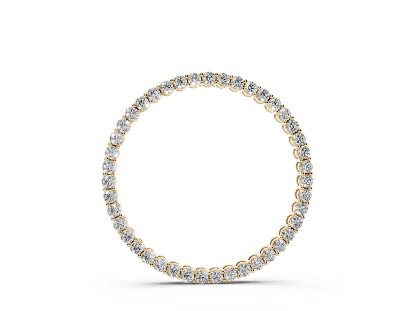 Round Lab-Grown Diamond Thin Eternity Circle Pendant Necklace | Shared Prongs | Yellow Gold