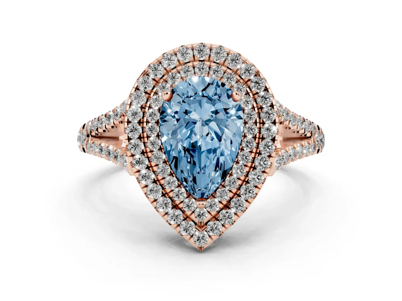 Pear-Shaped Halo Engagement Ring Setting for a Fancy Blue Lab-Grown Diamond | Rose Gold - Design NV-24799