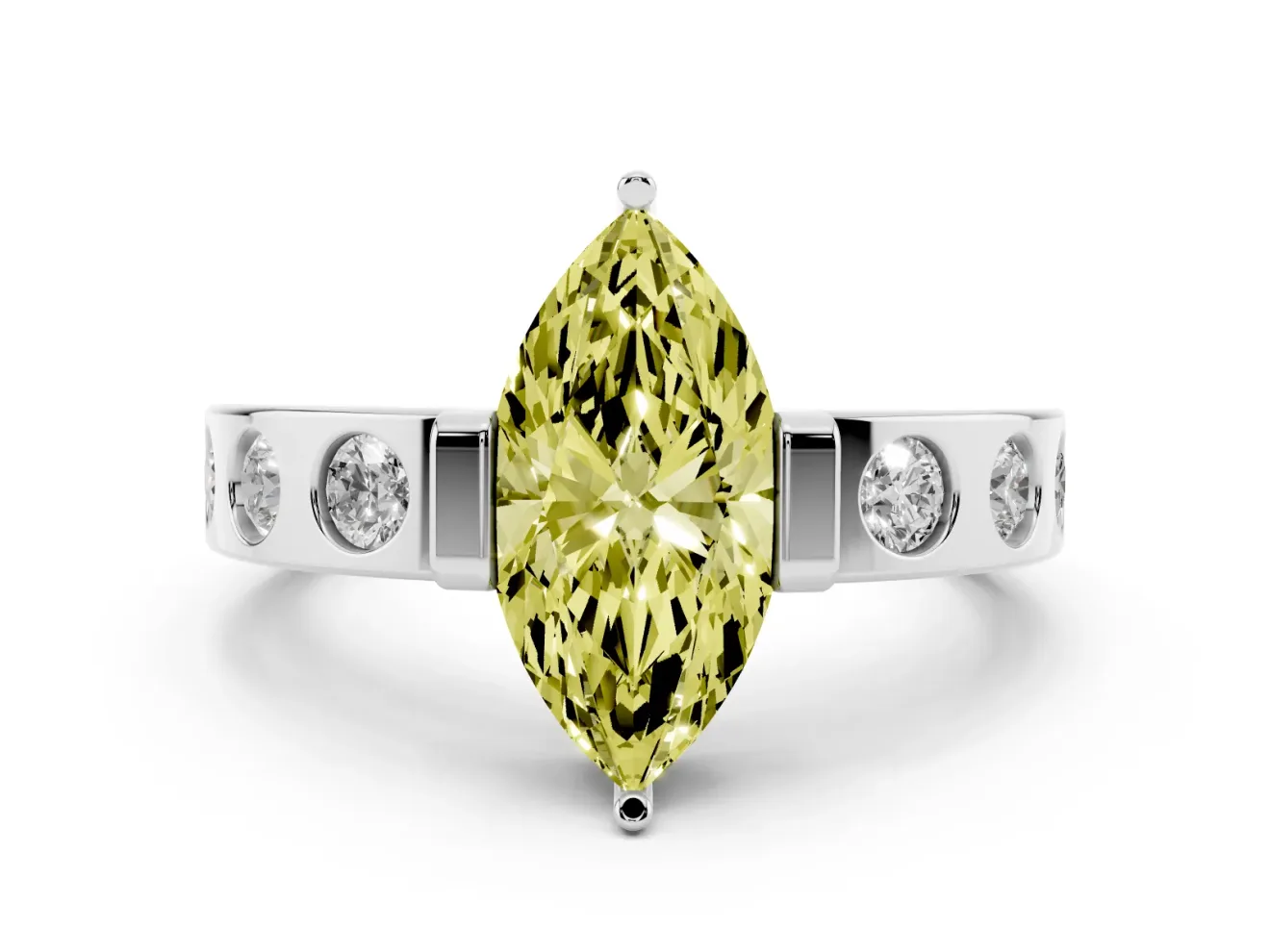 Marquise Tension Style Engagement Ring Setting for a Fancy Yellow Lab-Grown Diamond | Sterling Silver