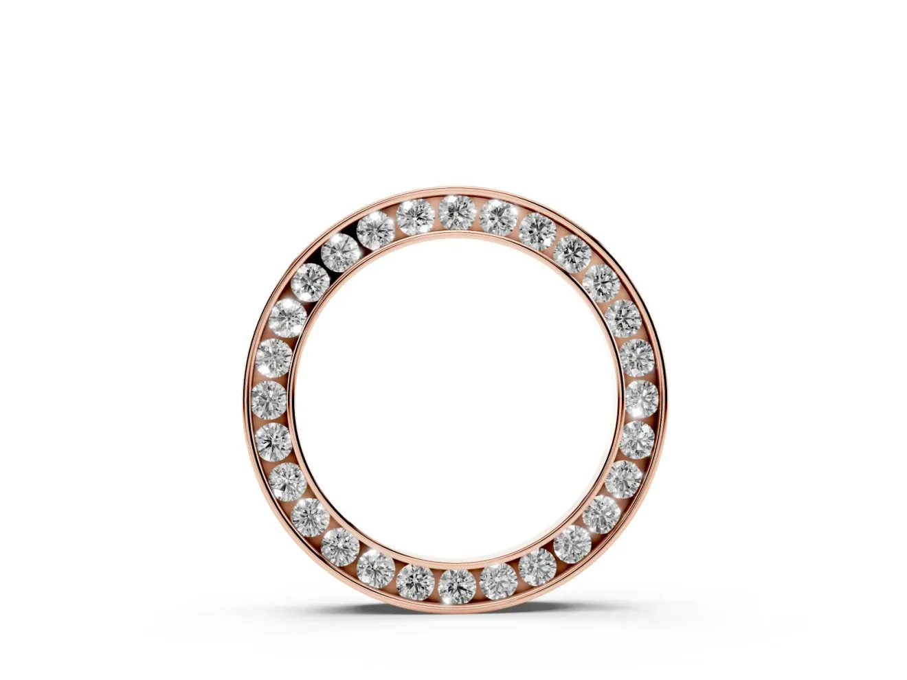 Round Lab-Grown Diamond Channel Set Open Circle Pendant Necklace | Smooth Rims | Rose Gold