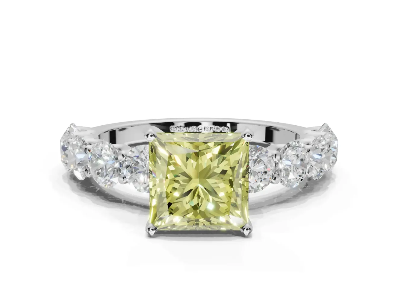 Princess Cut Engagement Ring Setting for a Fancy Yellow Lab-Grown Diamond | White Gold - Design NV-24455