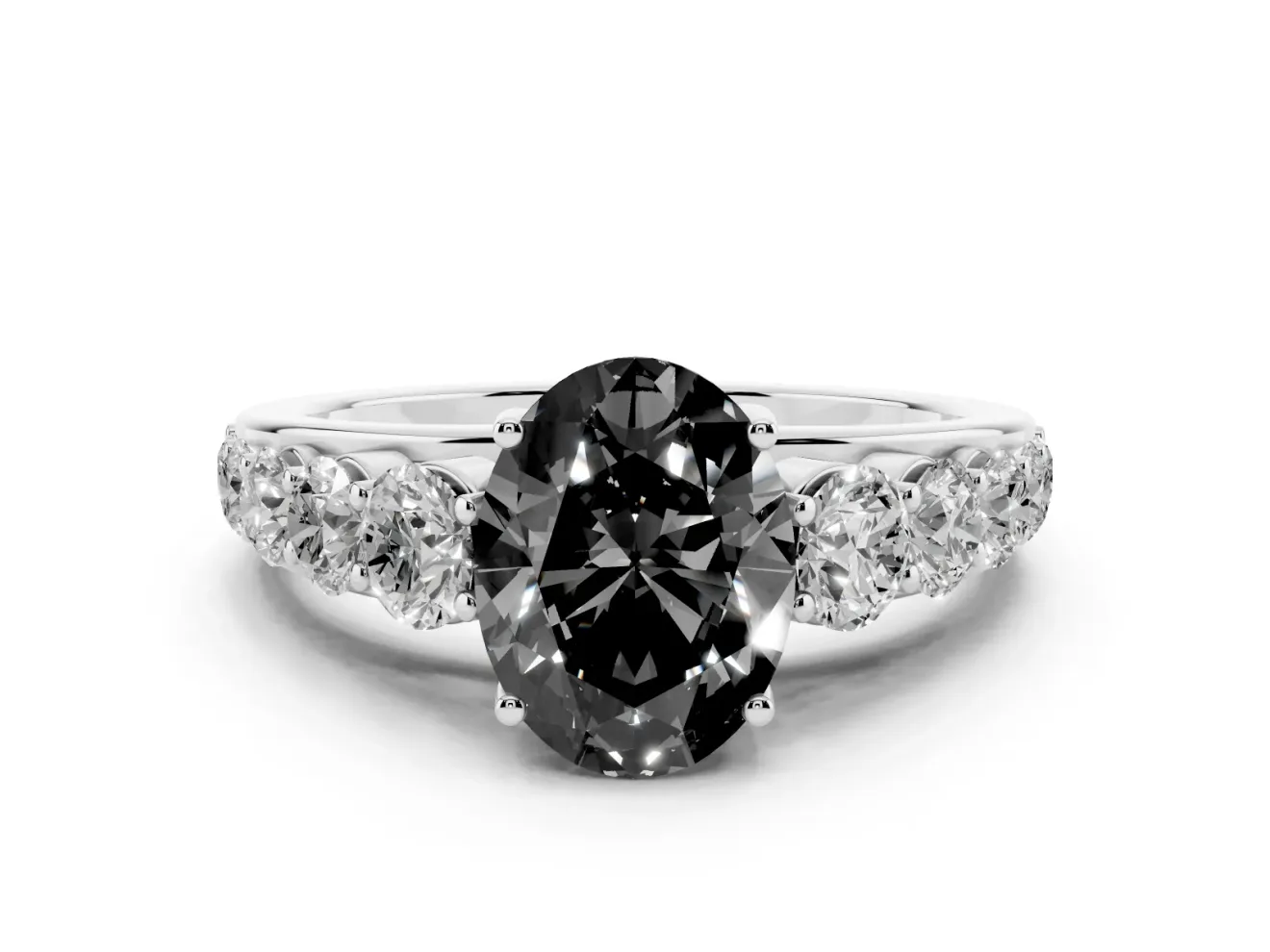Oval Engagement Ring Setting for a Black Center | Sterling Silver