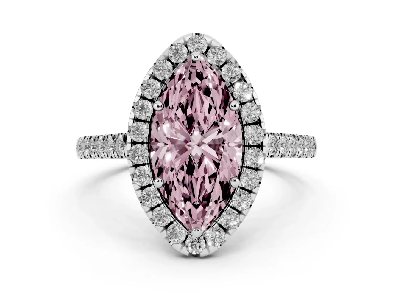 Marquise Raised Halo Engagement Ring Setting for a Fancy Pink Lab-Grown Diamond | Platinum