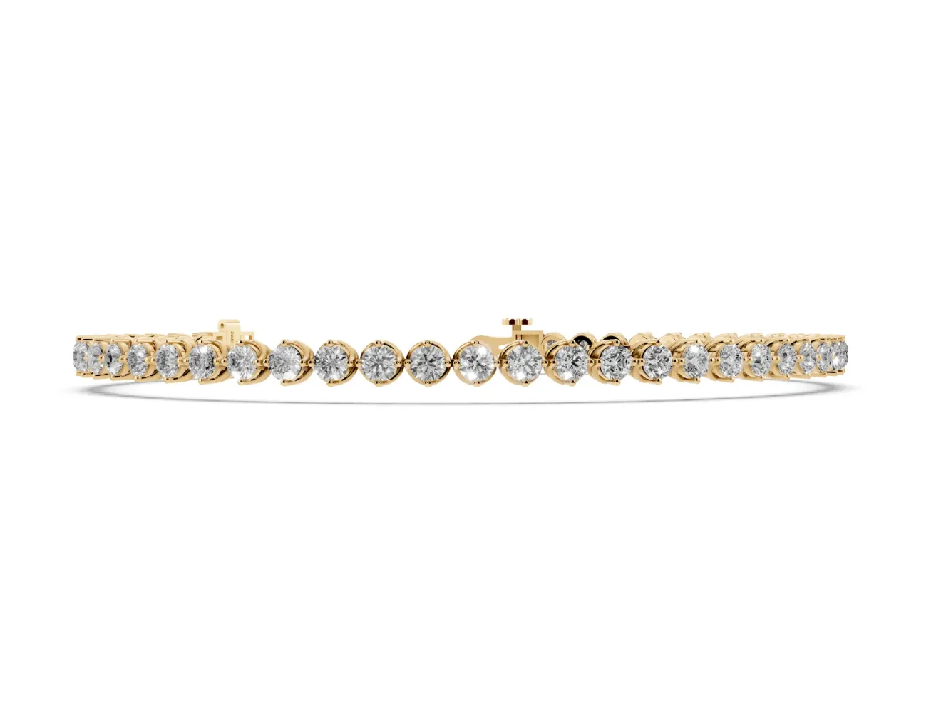 Round Lab-Grown Diamond Prong Set Tennis Bracelet | Single Row | Yellow Gold