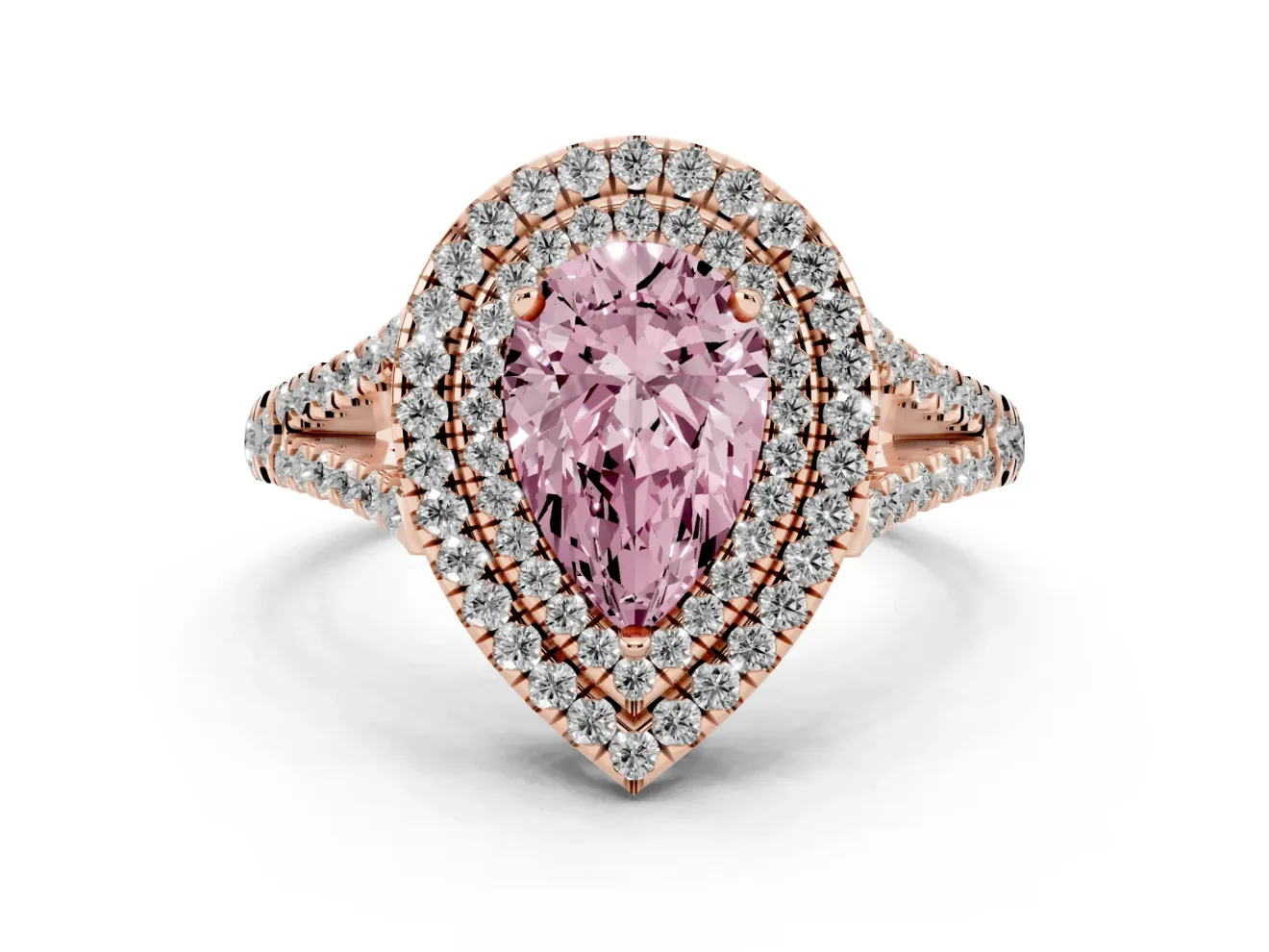 Pear-Shaped Halo Engagement Ring Setting for a Fancy Pink Lab-Grown Diamond | Rose Gold - Design NV-24799