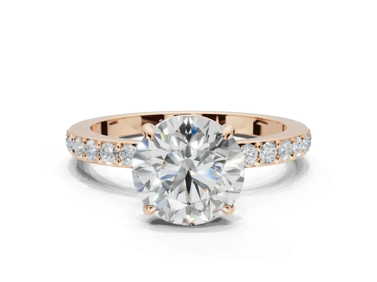 Round Hidden Halo Engagement Ring Setting | Rose Gold