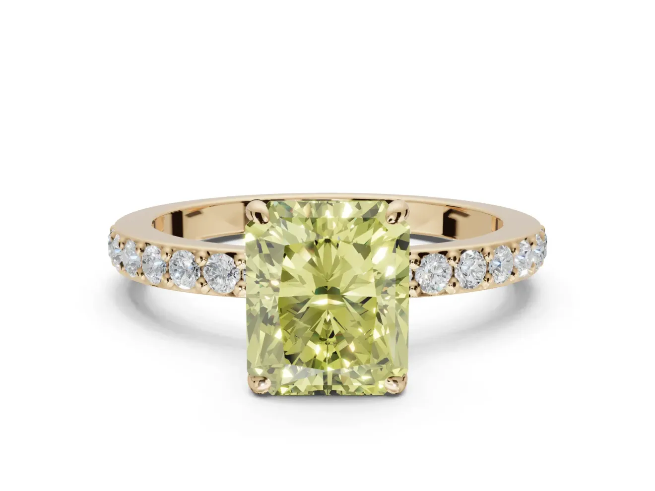 Radiant Cut Pavé Engagement Ring Setting for a Fancy Yellow Lab-Grown Diamond | Yellow Gold - Design NV-24928