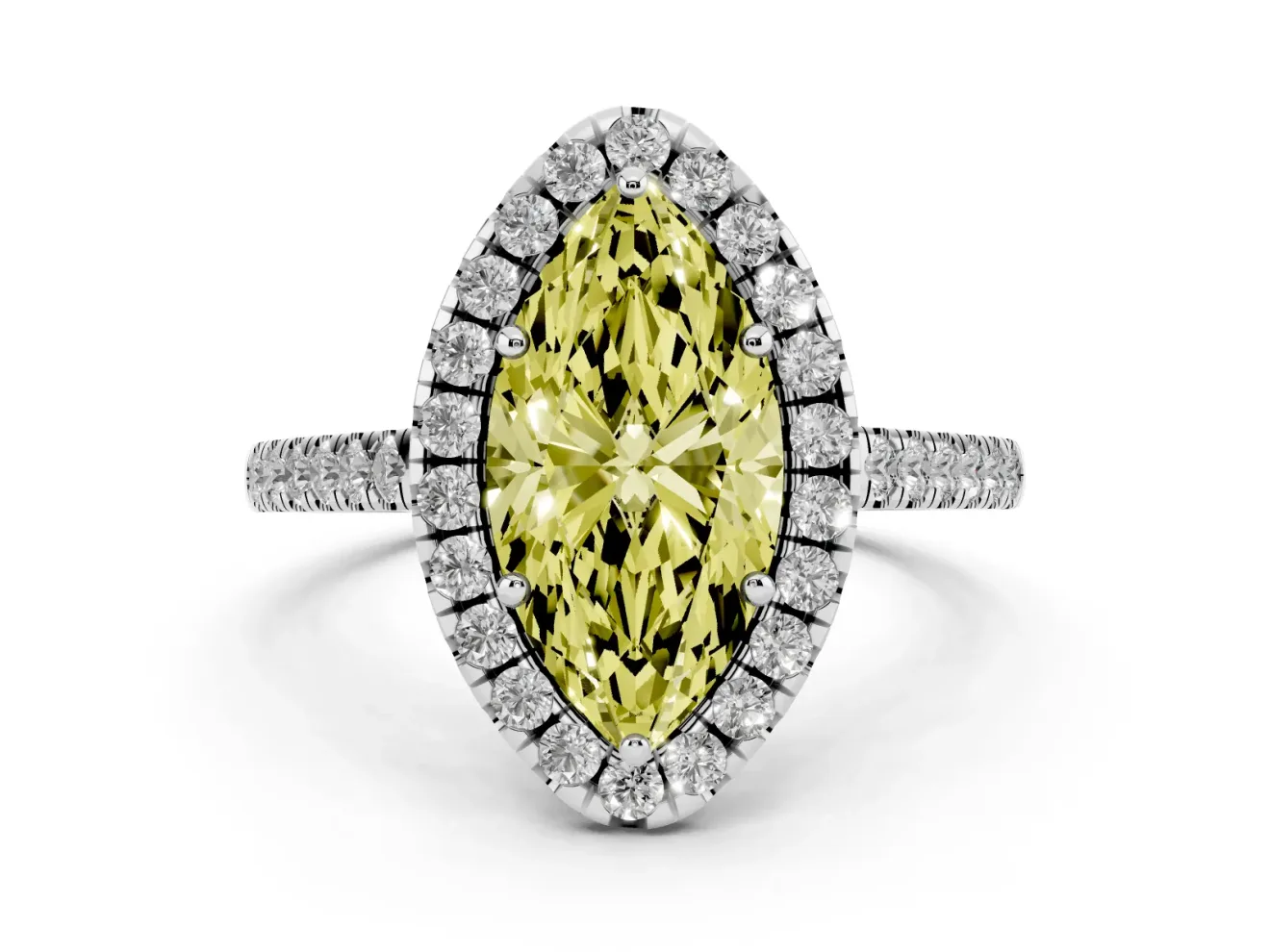 Marquise Raised Halo Engagement Ring Setting for a Fancy Yellow Lab-Grown Diamond | Platinum
