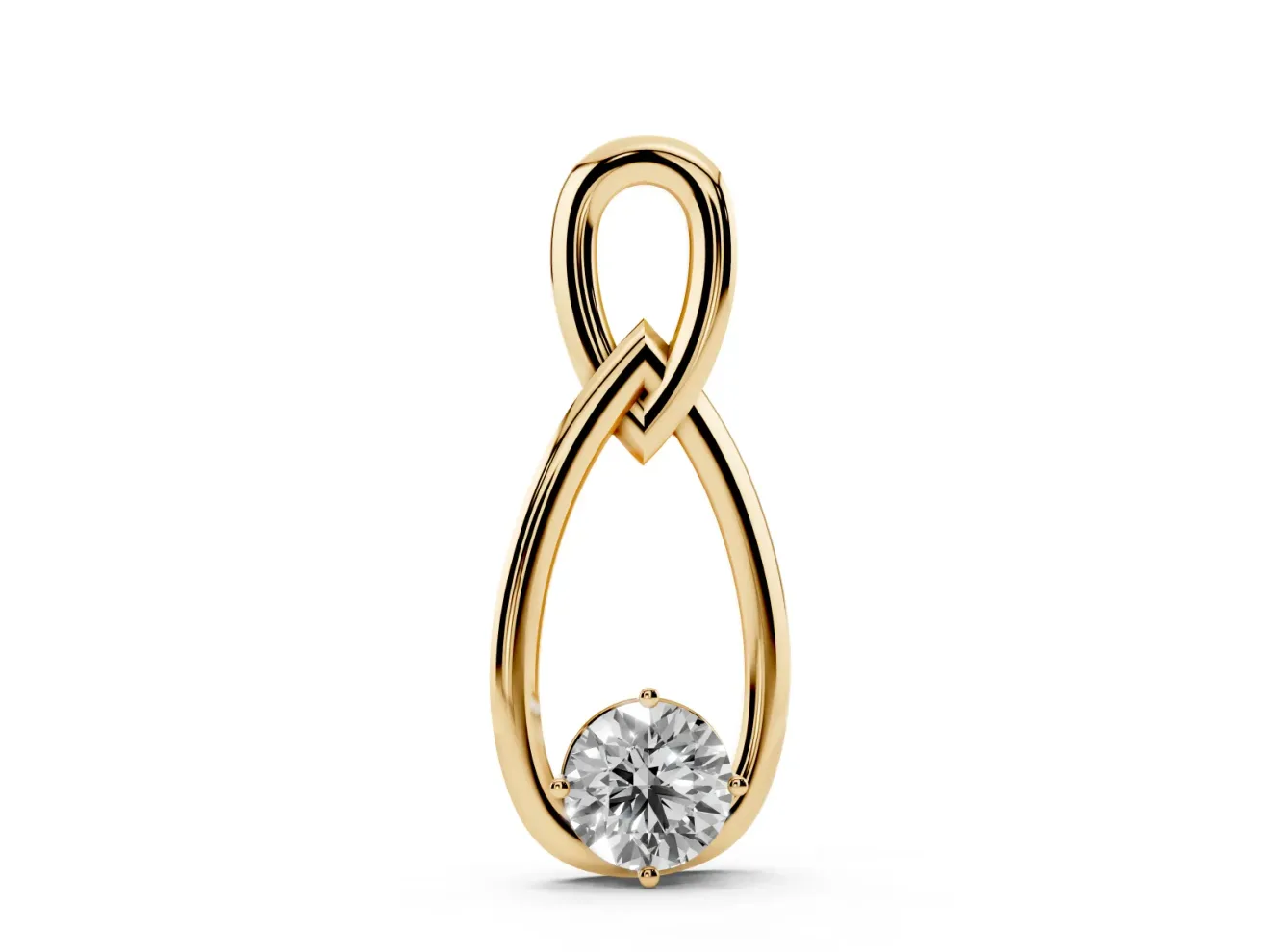 Round Lab-Grown Diamond Solitaire Infinity Pendant Necklace | Upright Loop | Yellow Gold