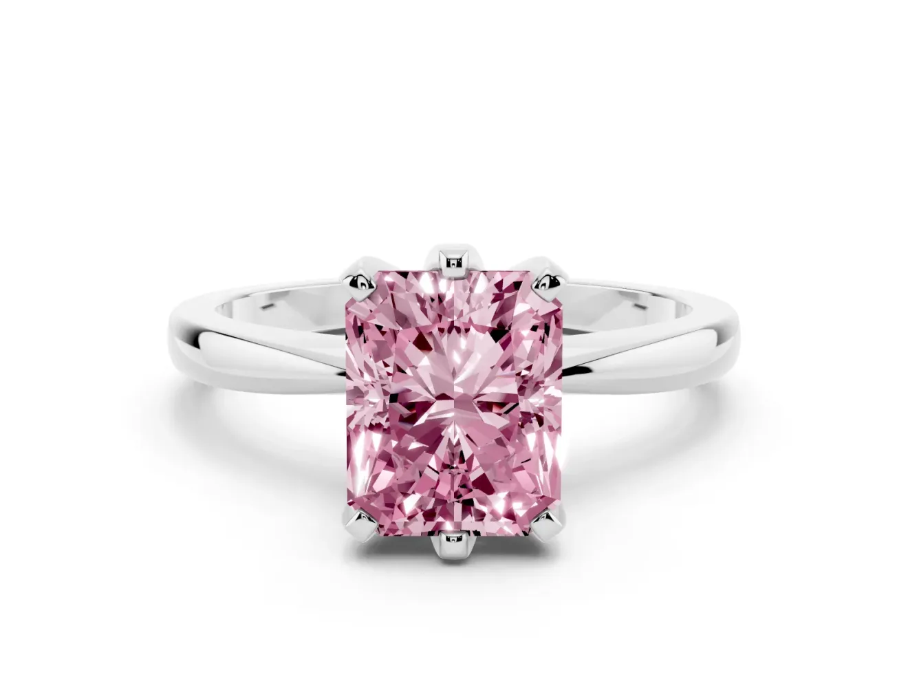 Radiant Cut Engagement Ring Setting for a Fancy Pink Lab-Grown Diamond | Sterling Silver - Design NV-24888