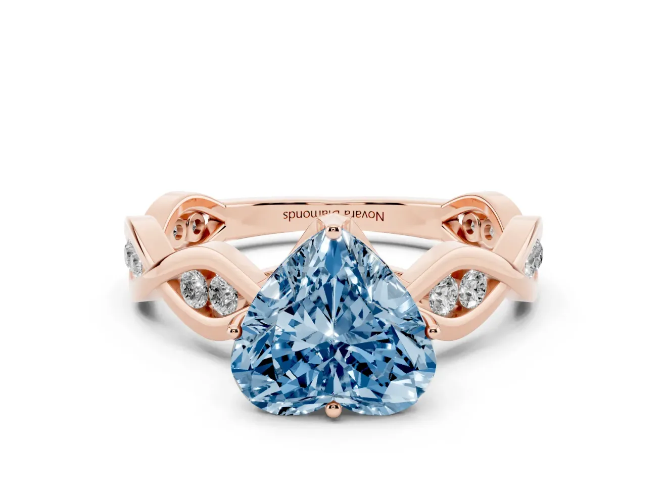 Heart-Shaped Twisted Infinity Engagement Ring Setting for a Fancy Blue Lab-Grown Diamond | Rose Gold