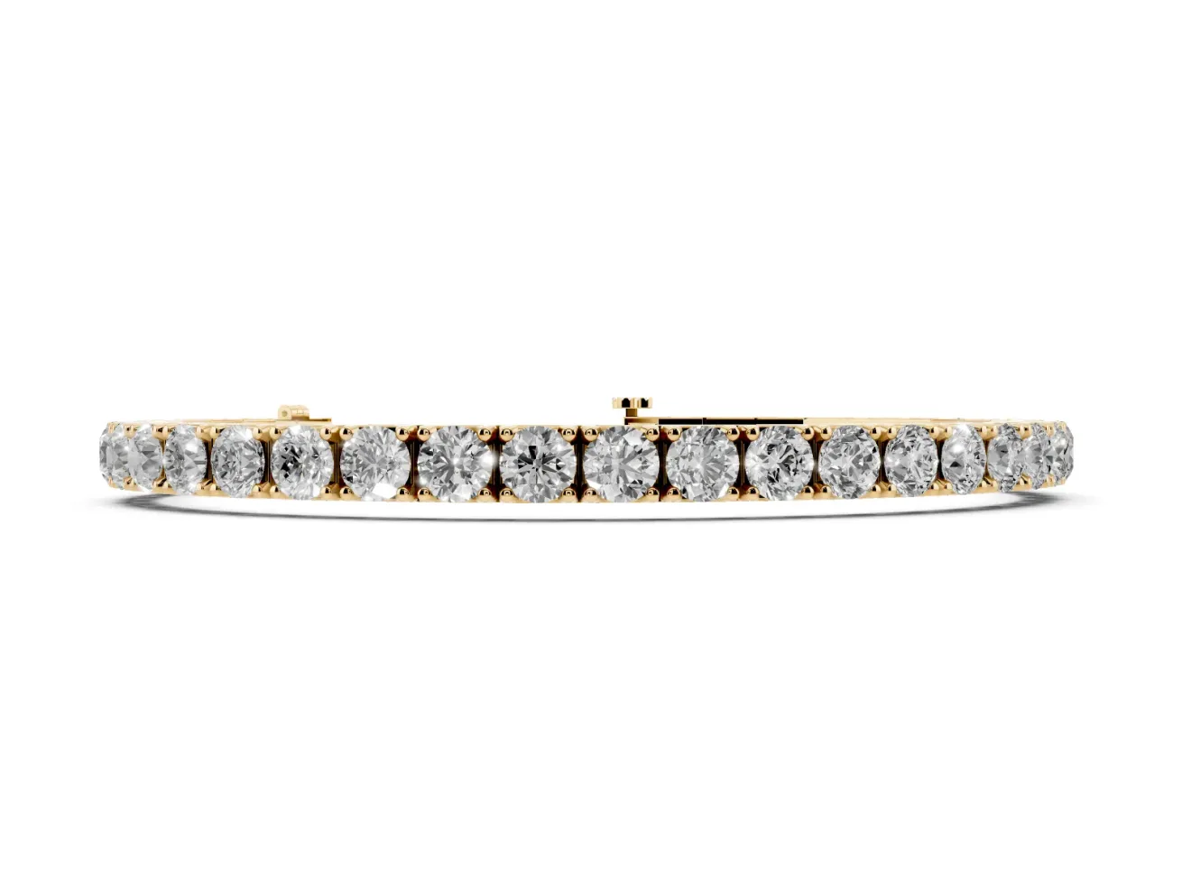 Round Lab-Grown Diamond Large-Stone Tennis Bracelet | Square-Sided Settings | Yellow Gold