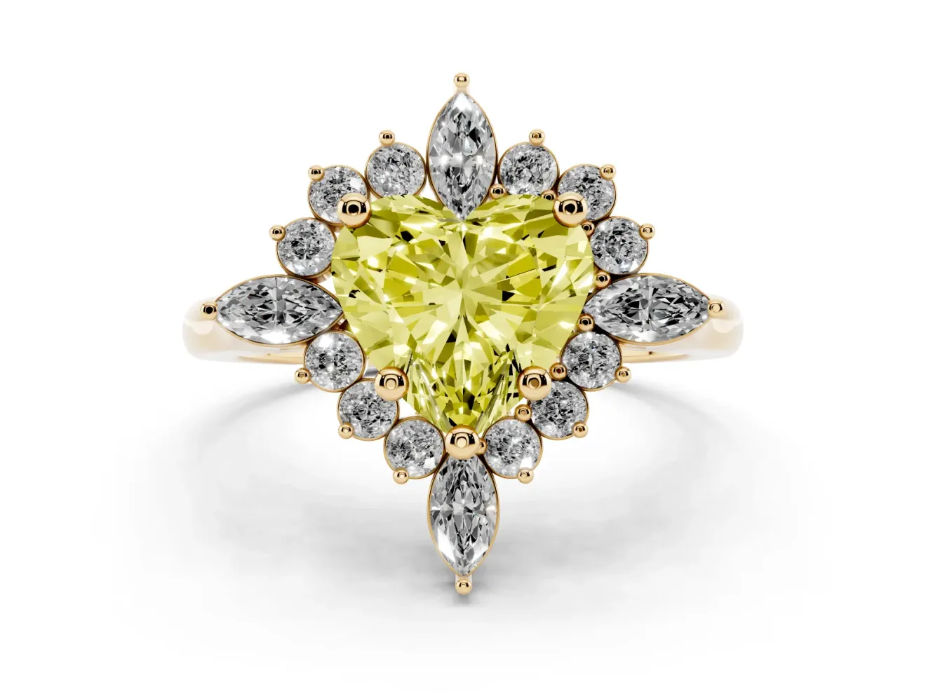 Heart-Shaped Engagement Ring Setting for a Fancy Yellow Lab-Grown Diamond | Yellow Gold - Design NV-24790