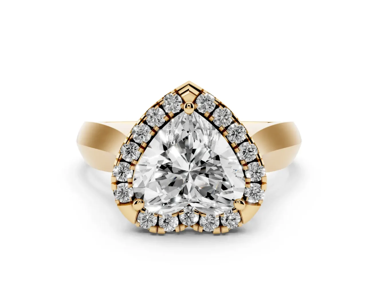 Heart-Shaped Halo Engagement Ring Setting | Square Profile Band | Yellow Gold