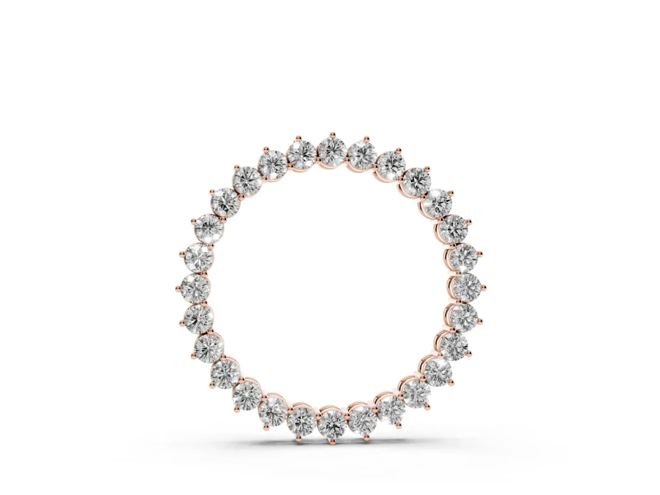 Round Lab-Grown Diamond Open Circle Pendant Necklace | Individual Prong Heads | Rose Gold