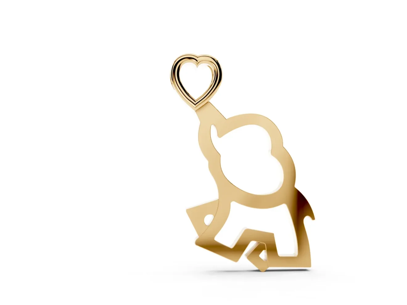 Elephant Pendant Necklace | Open Heart Bail | Yellow Gold