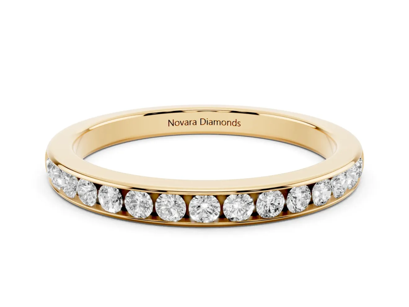 Round Lab-Grown Diamond Channel Set Half Eternity Band | Flush Walls | Yellow Gold