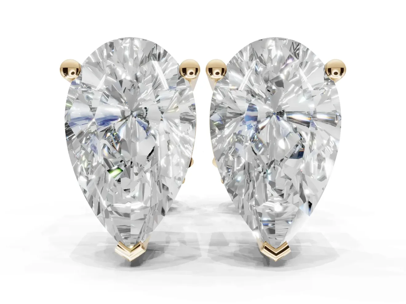 Marquise Lab-Grown Diamond Solitaire Basket Stud Earrings | Open Gallery | Yellow Gold