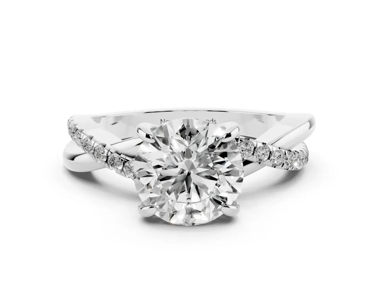 Round Pavé Twist Engagement Ring Setting | Crossover Band | Sterling Silver