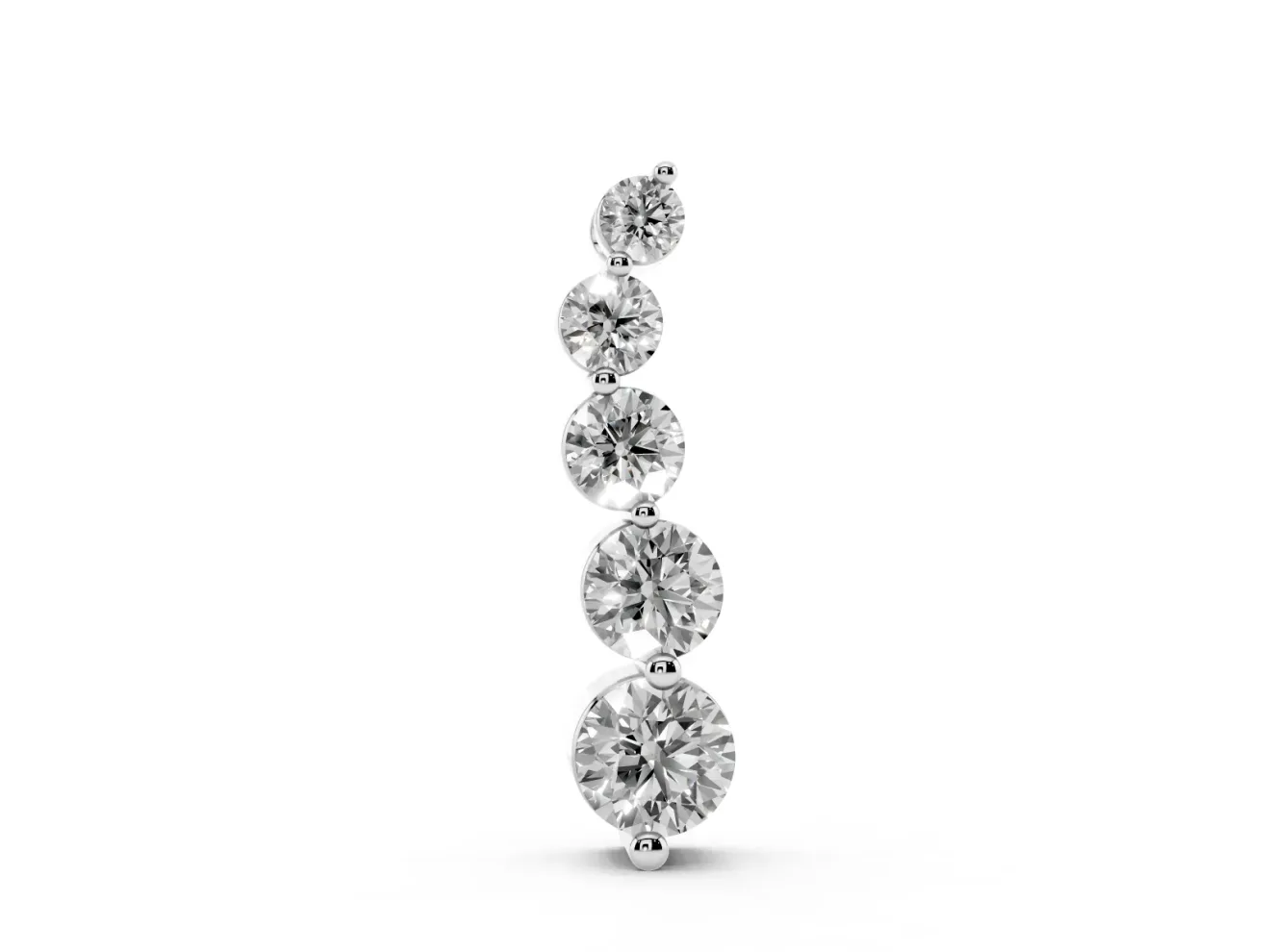 Round Lab-Grown Diamond Graduated Drop Pendant Necklace | Hidden Bail | Sterling Silver