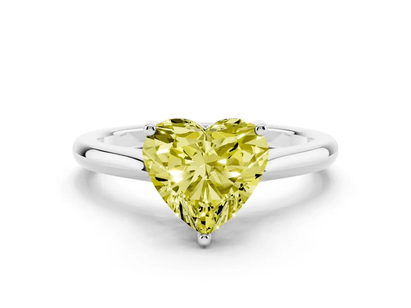 Heart-Shaped Cathedral Engagement Ring Setting for a Fancy Yellow Lab-Grown Diamond | Platinum