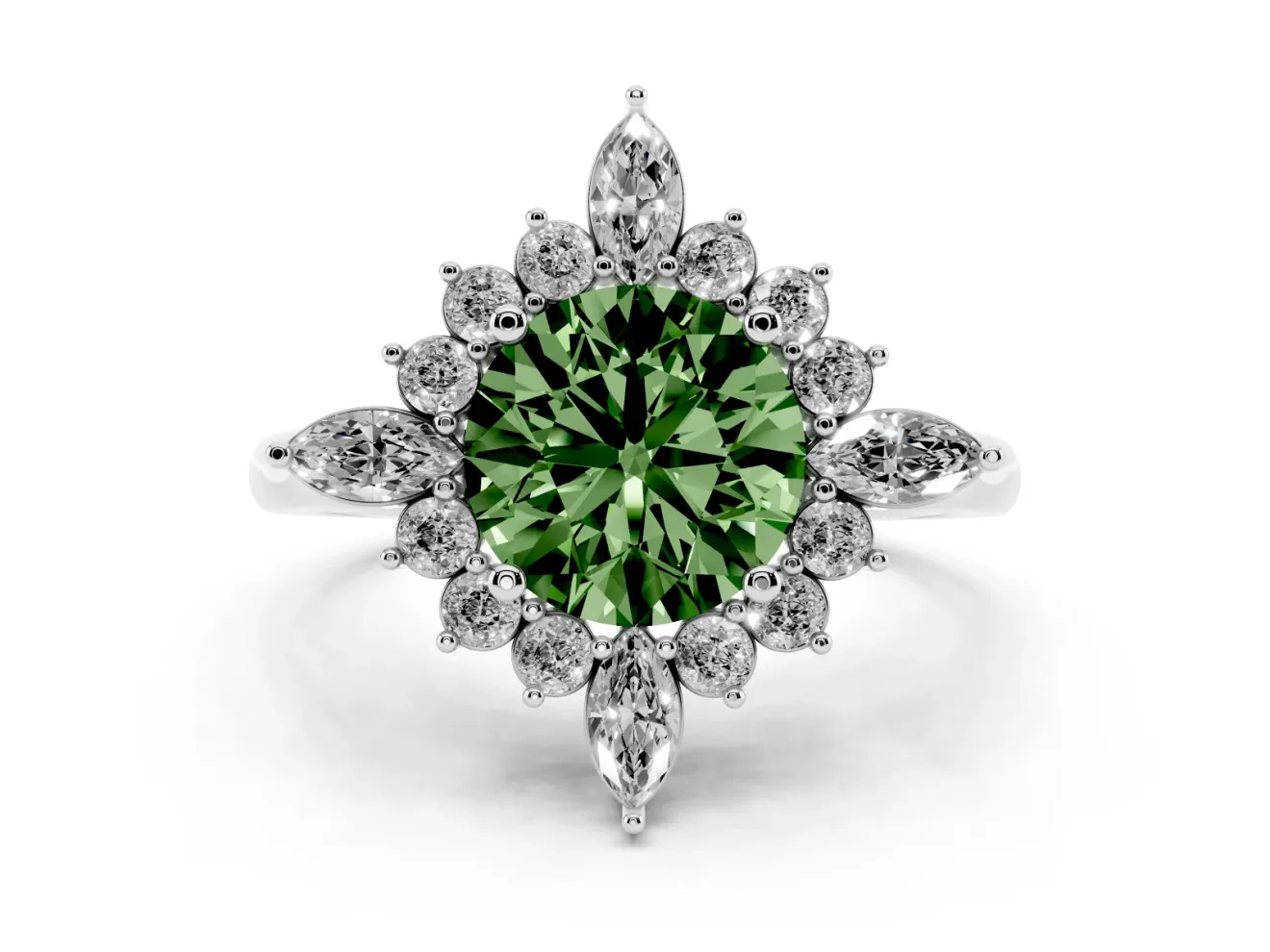 Round Engagement Ring Setting for a Fancy Green Lab-Grown Diamond | Platinum - Design NV-24790