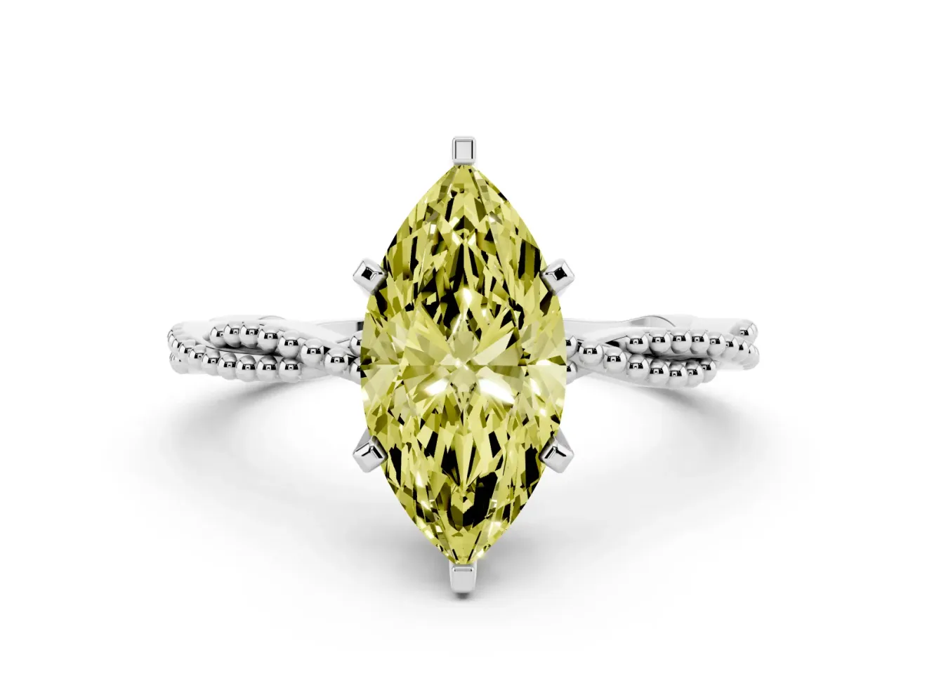 Marquise Twisted Solitaire Engagement Ring Setting for a Fancy Yellow Lab-Grown Diamond | White Gold