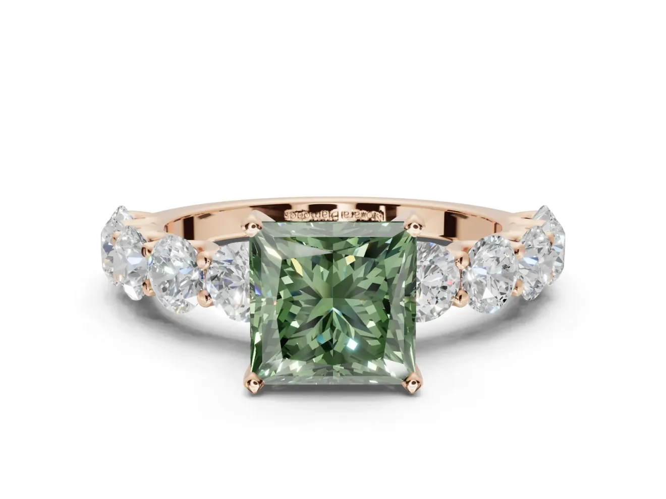 Princess Cut Engagement Ring Setting for a Fancy Green Lab-Grown Diamond | Rose Gold - Design NV-24455