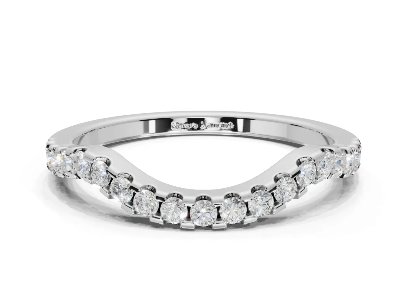 Round Lab-Grown Diamond Pavé Curved Wedding Band | Micro Prong Set | Sterling Silver