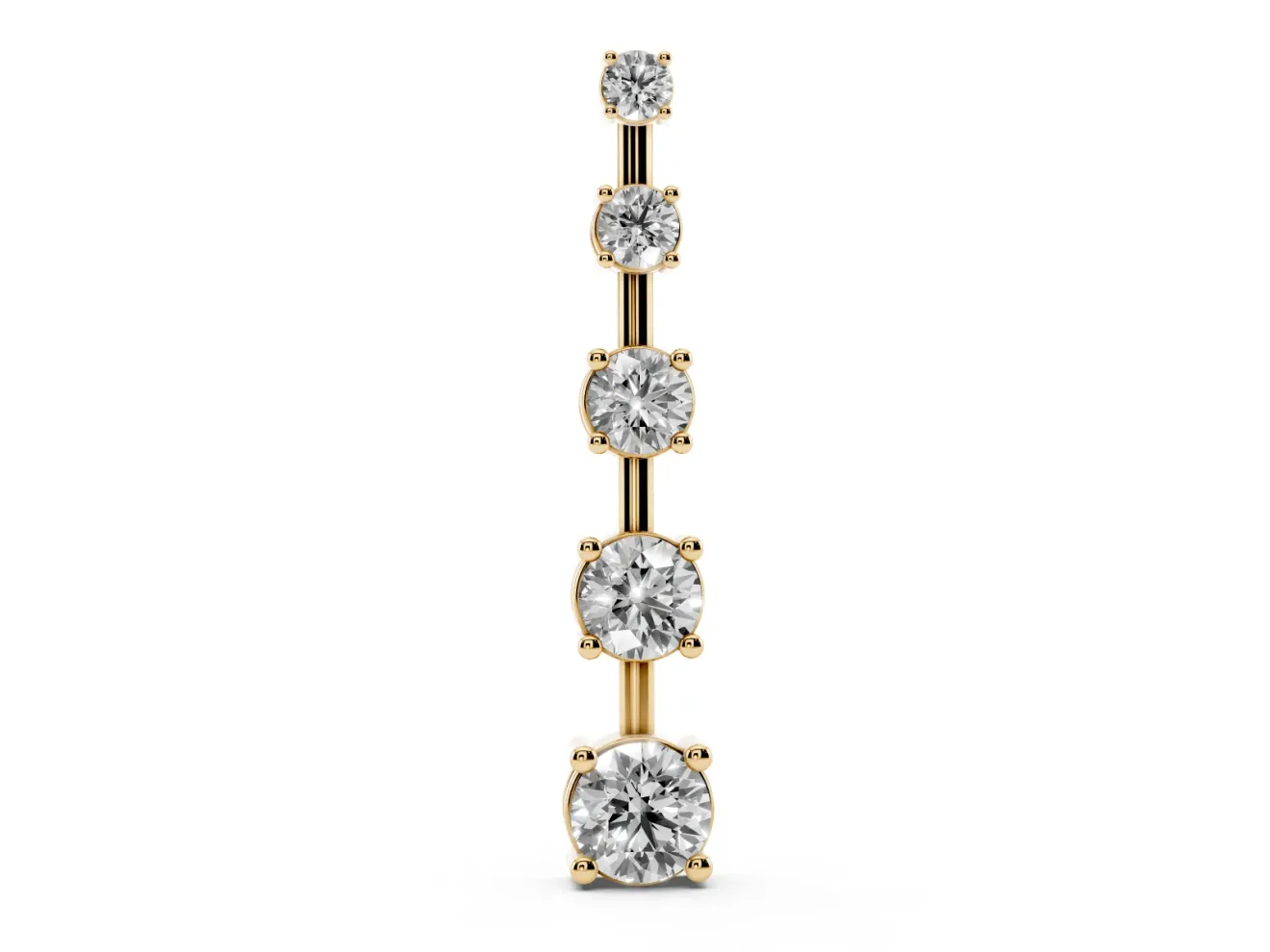 Round Lab-Grown Diamond Graduated Vertical Bar Pendant Necklace | Prong Baskets | Yellow Gold