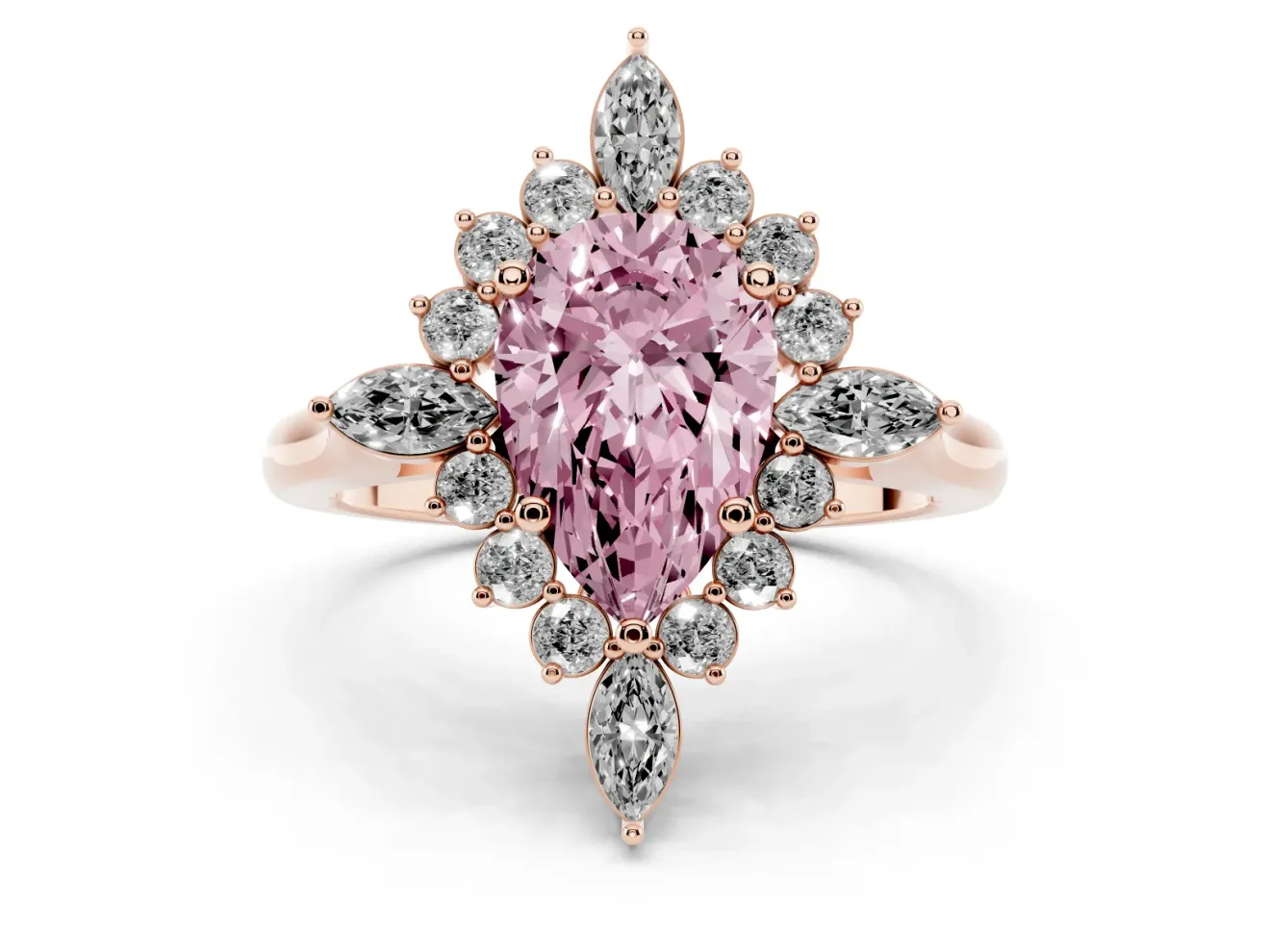 Pear-Shaped Engagement Ring Setting for a Fancy Pink Lab-Grown Diamond | Rose Gold - Design NV-24790
