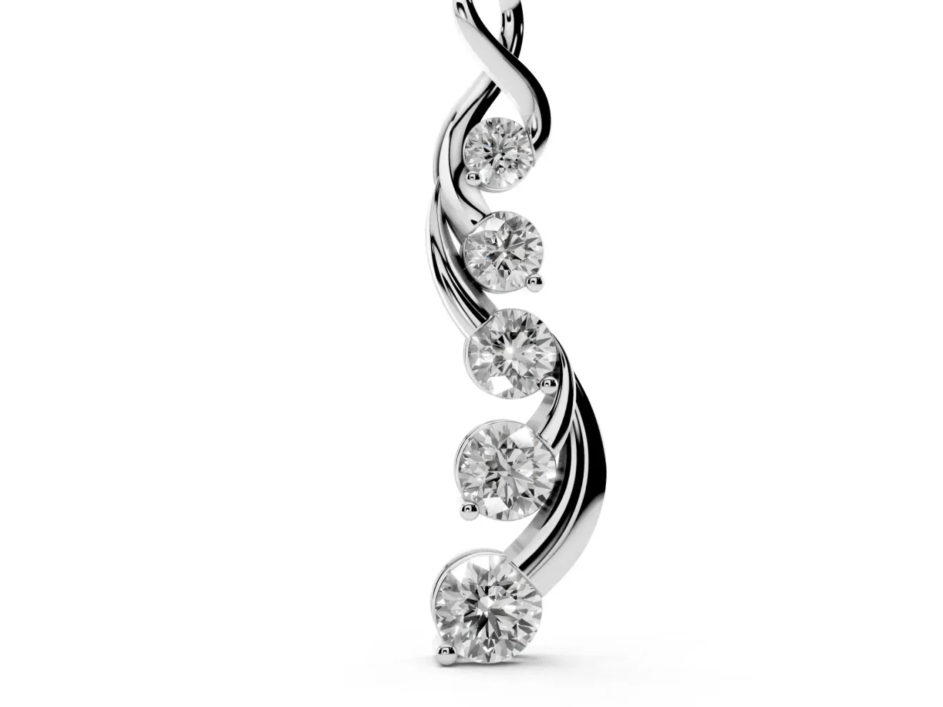 Round Lab-Grown Diamond Graduated Twist Pendant Necklace | Twisted Ribbon | White Gold