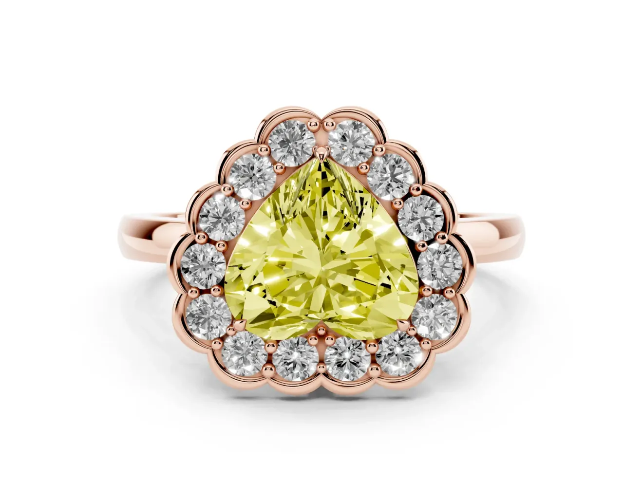 Heart-Shaped Halo Engagement Ring Setting for a Fancy Yellow Lab-Grown Diamond | Rose Gold - Design NV-24719