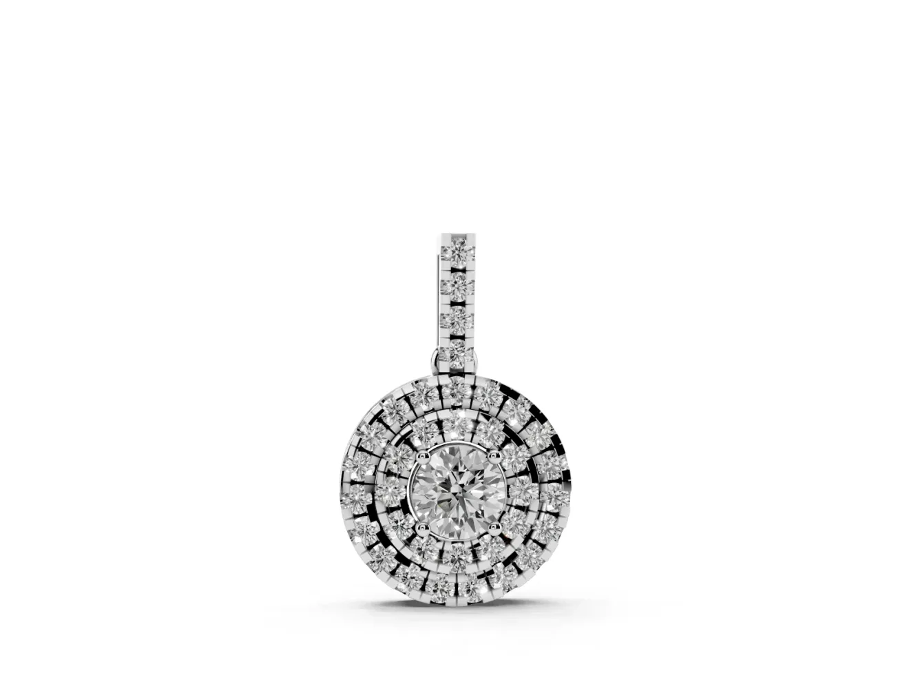 Round Lab-Grown Diamond Pavé Cluster Pendant Necklace | Stone-Set Bail | Sterling Silver