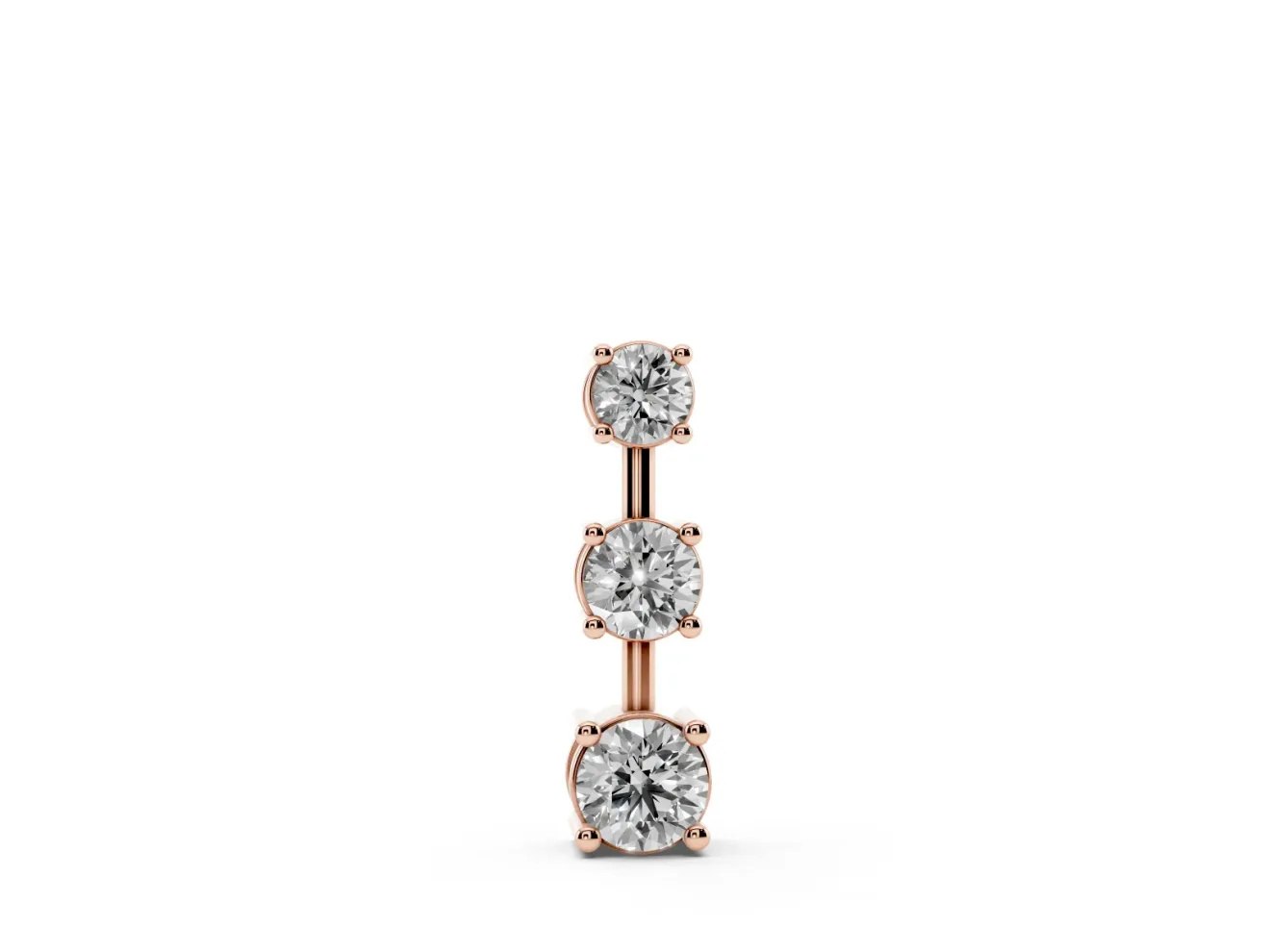 Round Lab-Grown Diamond Graduated Triple Bar Pendant Necklace | Prong Set | Rose Gold