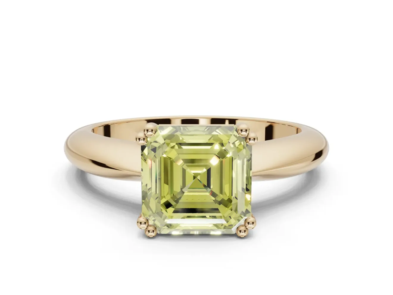 Princess Cut Tapered Solitaire Engagement Ring Setting for a Fancy Yellow Lab-Grown Diamond | Yellow Gold