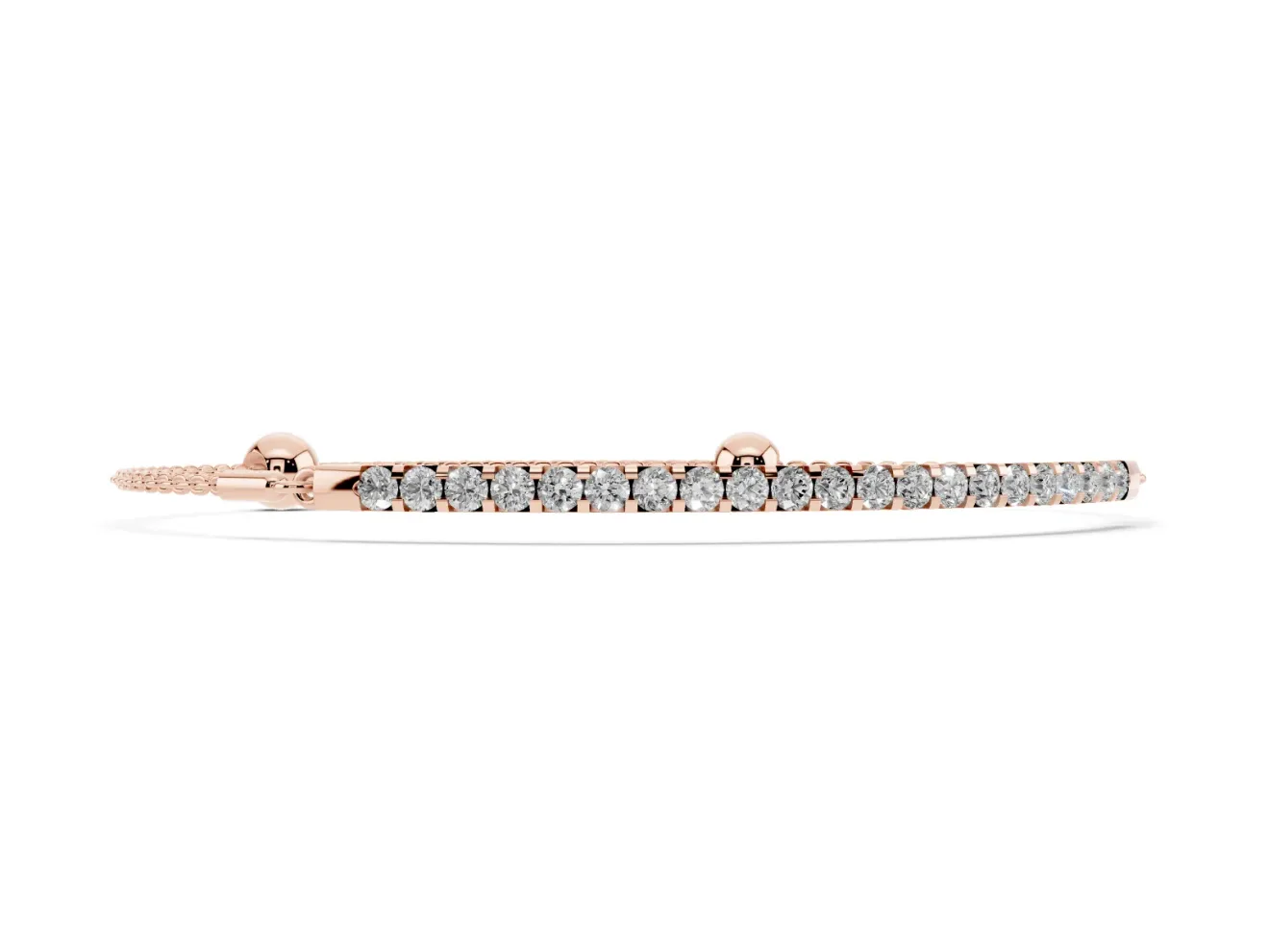 Round Lab-Grown Diamond Bar Chain Bracelet | Shared Prong Row | Rose Gold