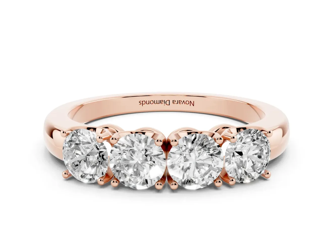 Four-Stone Round Diamond Band Set in Rose gold with Prong Setting