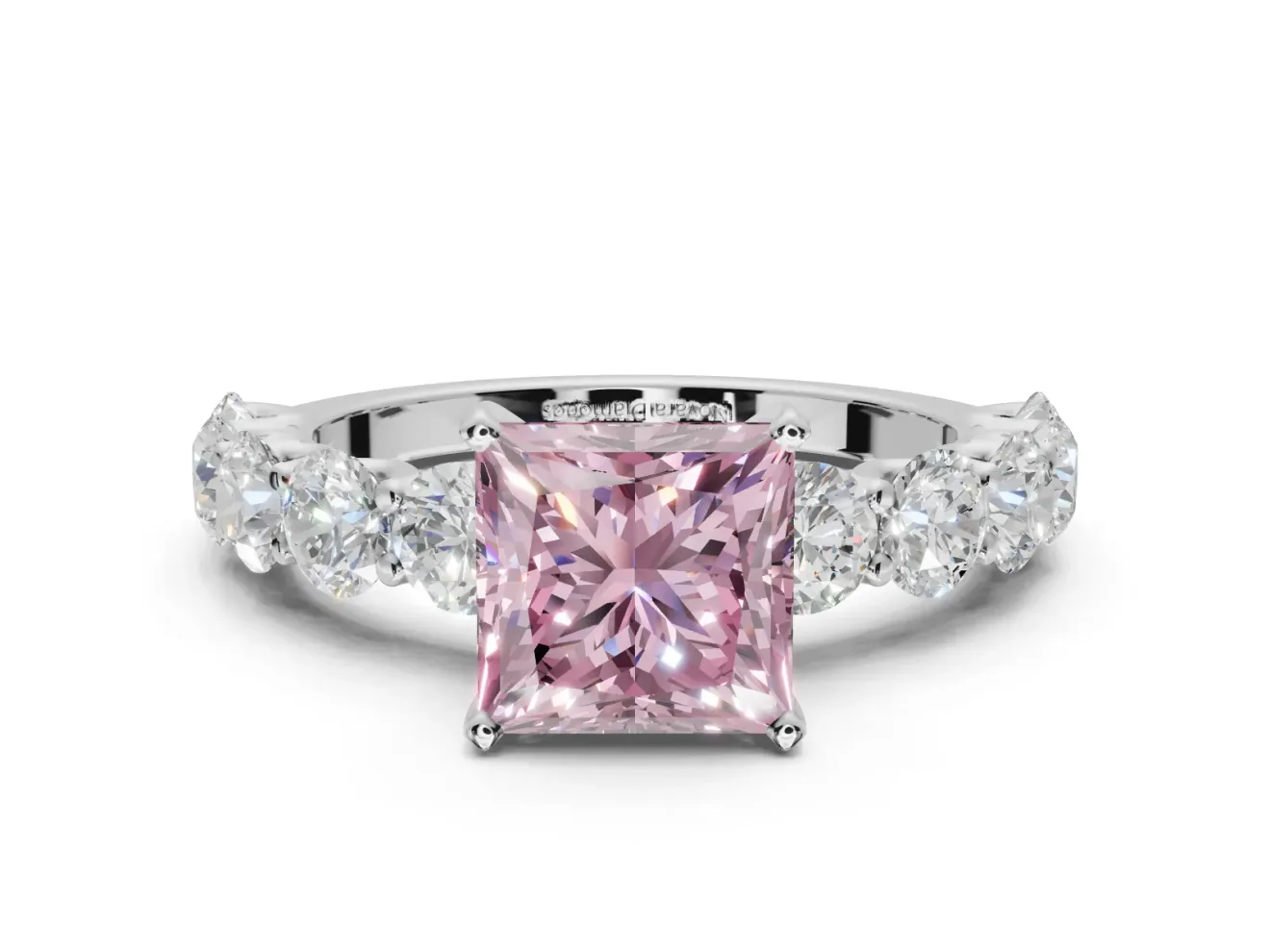 Princess Cut Engagement Ring Setting for a Fancy Pink Lab-Grown Diamond | Sterling Silver - Design NV-24455