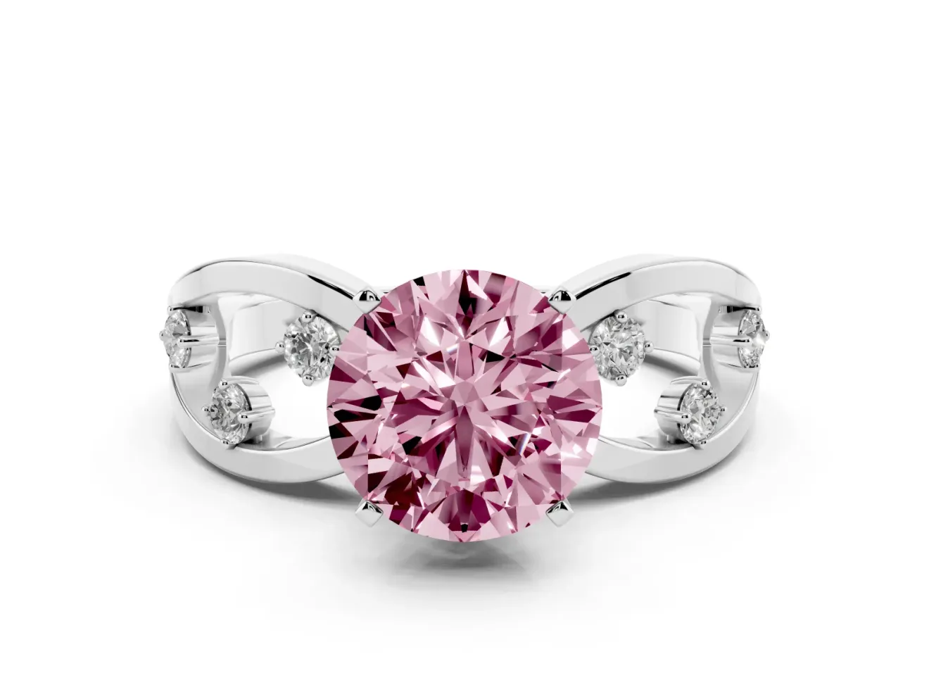 Round Loop Engagement Ring Setting for a Fancy Pink Lab-Grown Diamond | White Gold