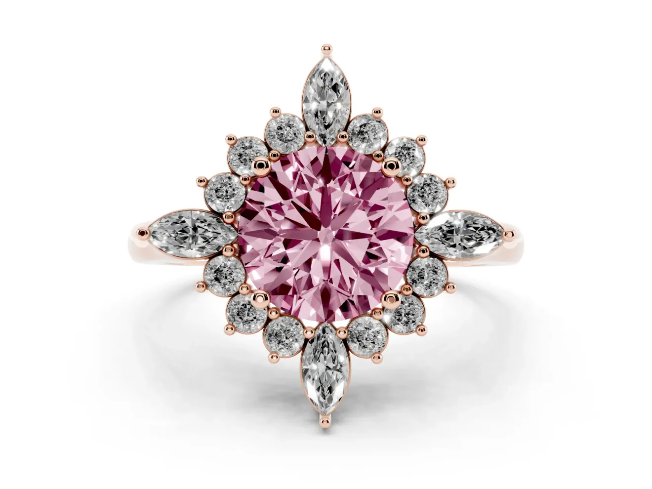Round Engagement Ring Setting for a Fancy Pink Lab-Grown Diamond | Rose Gold - Design NV-24790