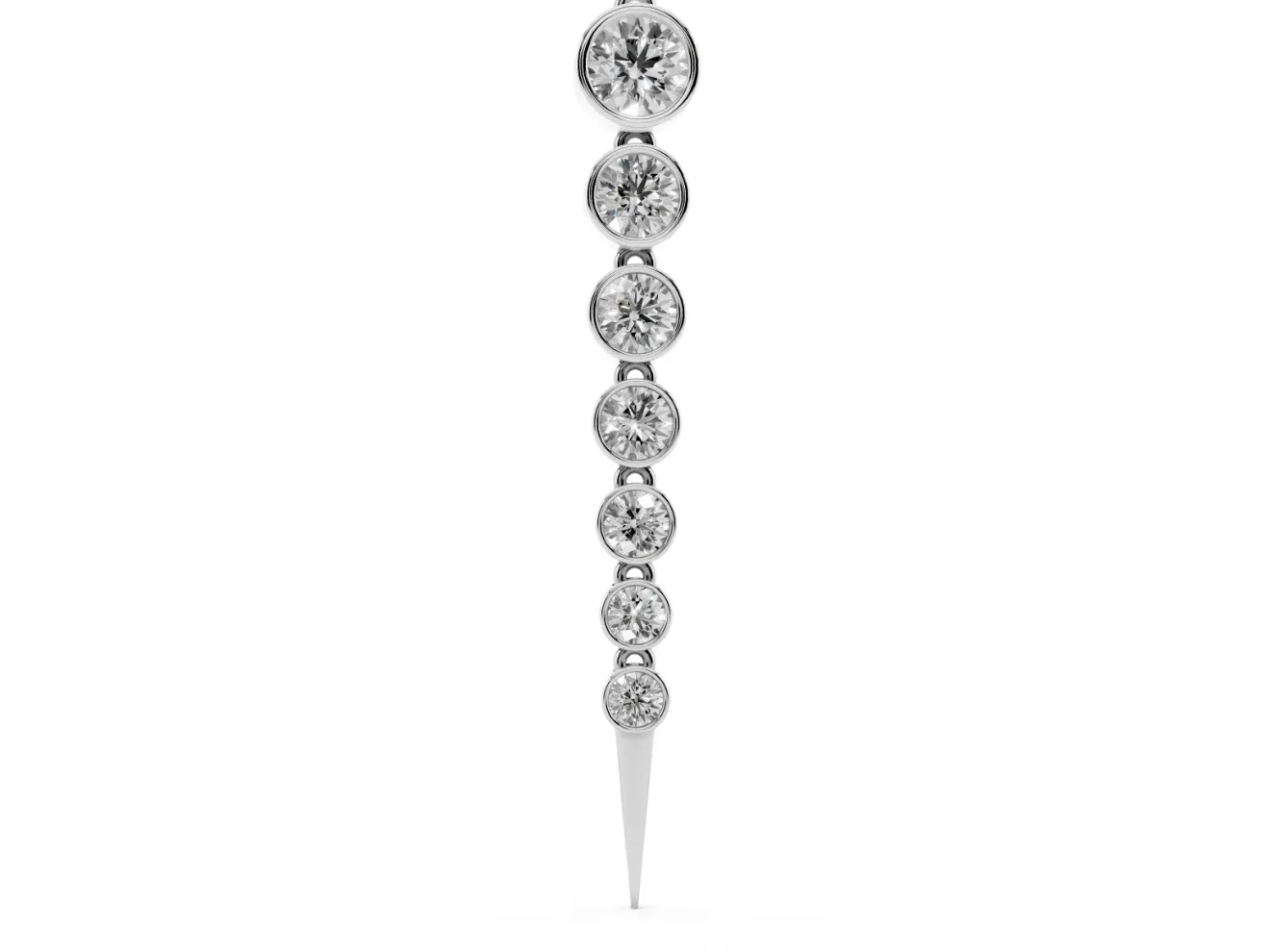 Round Lab-Grown Diamond Graduated Bezel Drop Necklace | Tapered Spike Tip | Sterling Silver