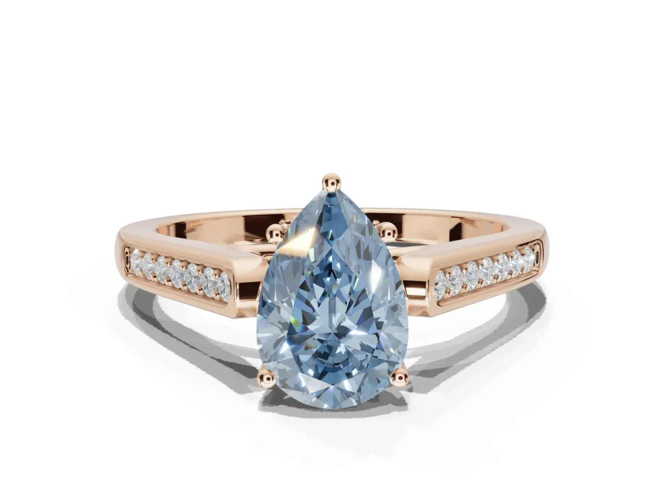 Pear-Shaped Engagement Ring Setting for a Fancy Blue Lab-Grown Diamond | Rose Gold - Design NV-24597