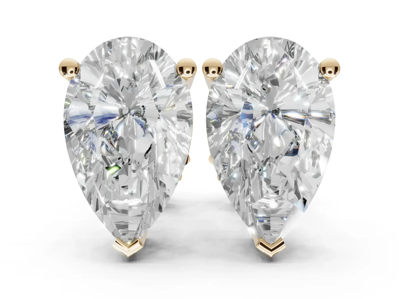 Cushion Cut Lab-Grown Diamond Solitaire Basket Stud Earrings | Open Gallery | Yellow Gold