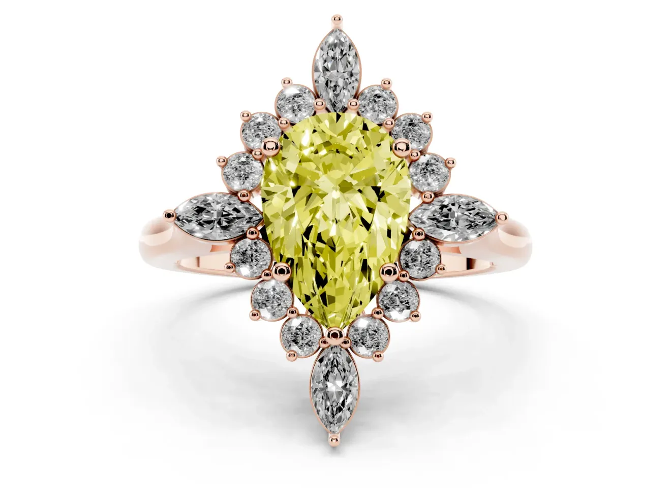 Pear-Shaped Engagement Ring Setting for a Fancy Yellow Lab-Grown Diamond | Rose Gold - Design NV-24790