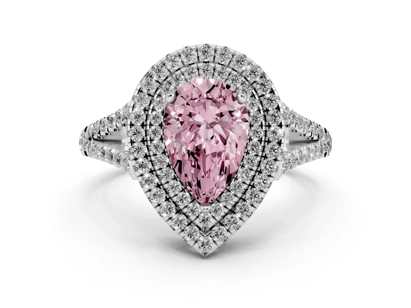 Pear-Shaped Halo Engagement Ring Setting for a Fancy Pink Lab-Grown Diamond | Sterling Silver - Design NV-24799
