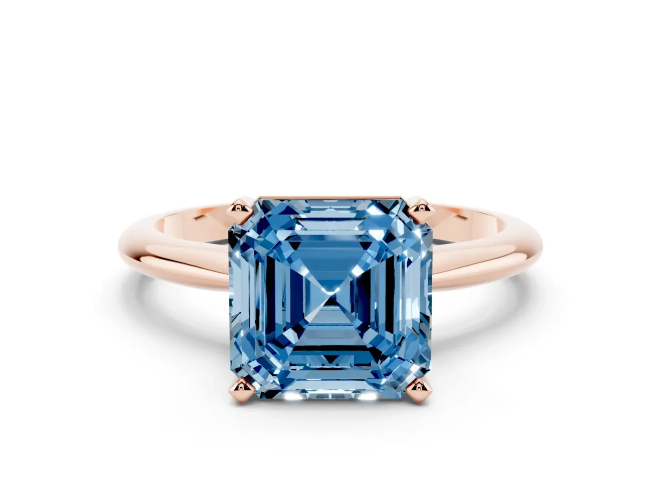 Asscher Cut Engagement Ring Setting for a Fancy Blue Lab-Grown Diamond | Rose Gold