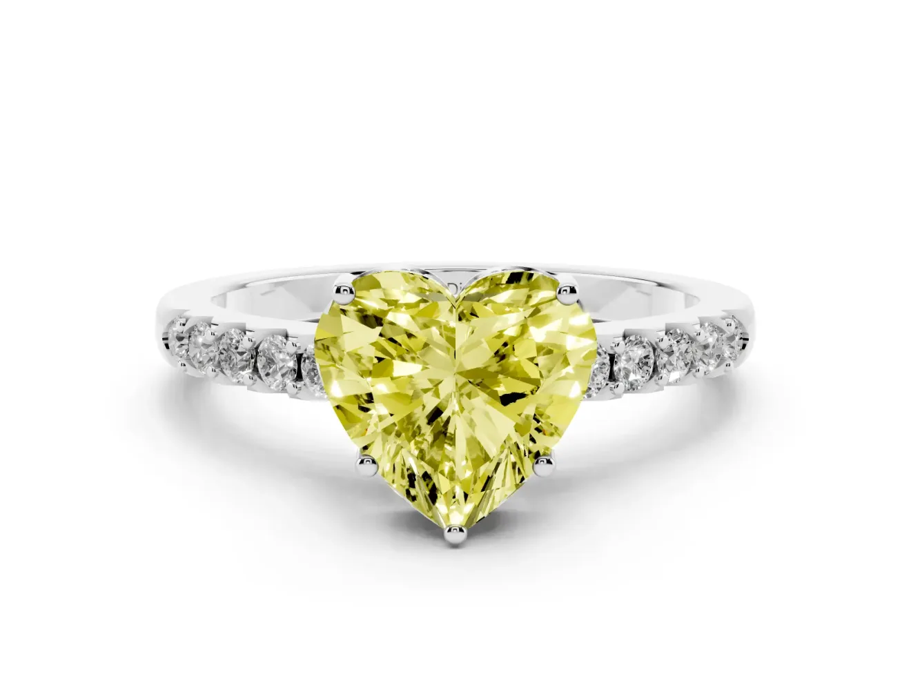 Heart-Shaped Engagement Ring Setting for a Fancy Yellow Lab-Grown Diamond | Platinum - Design NV-24649